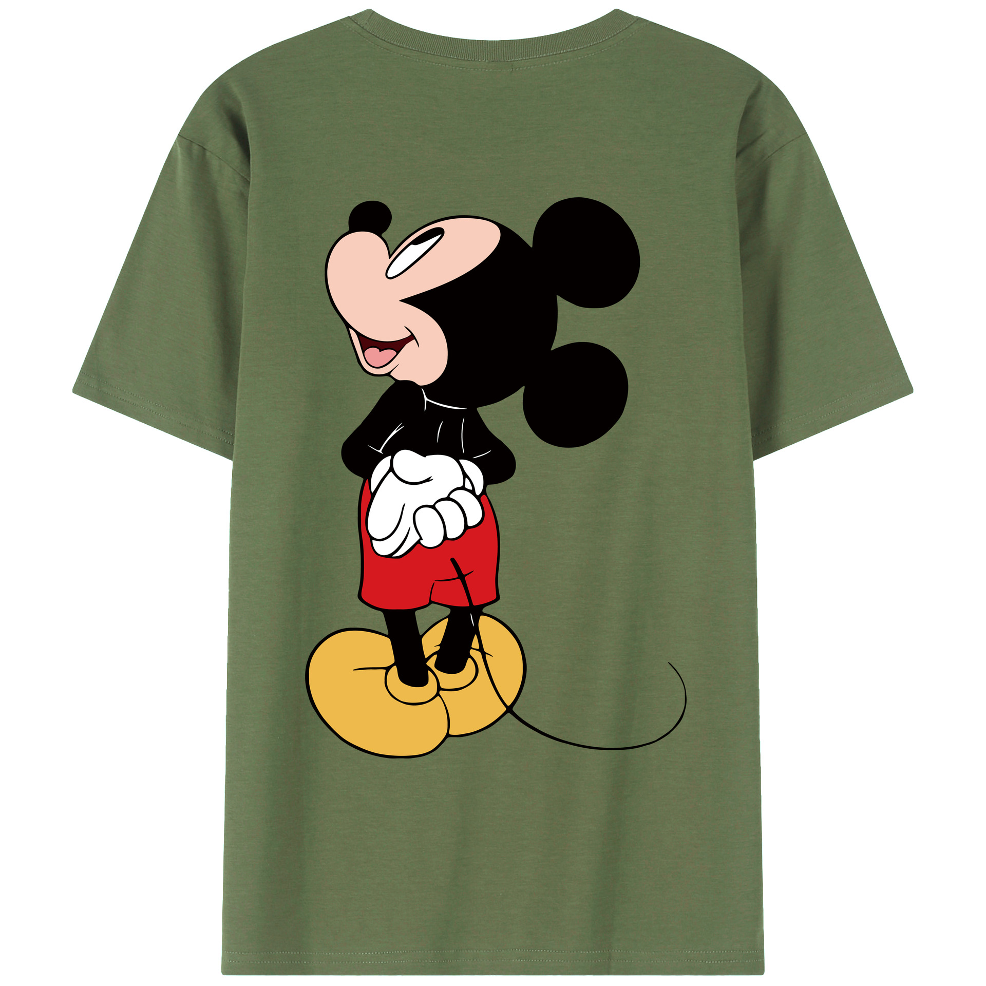 ミッキーマウス Mickey Mouse 綿100％ メンズ半袖Tシャツ（バックプリント） 通気性